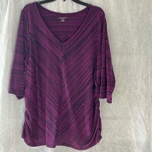 Like New!!! Lane Bryant, size 22/24, V-neck, 3/4 sleeves, purple & black color